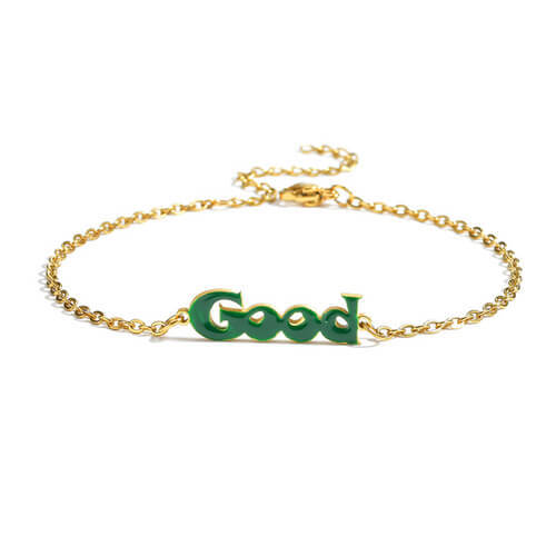 Personalized Bohemia style beads chain enamel nameplate jewelry bulk custom beaded name bracelets wholesale vendors